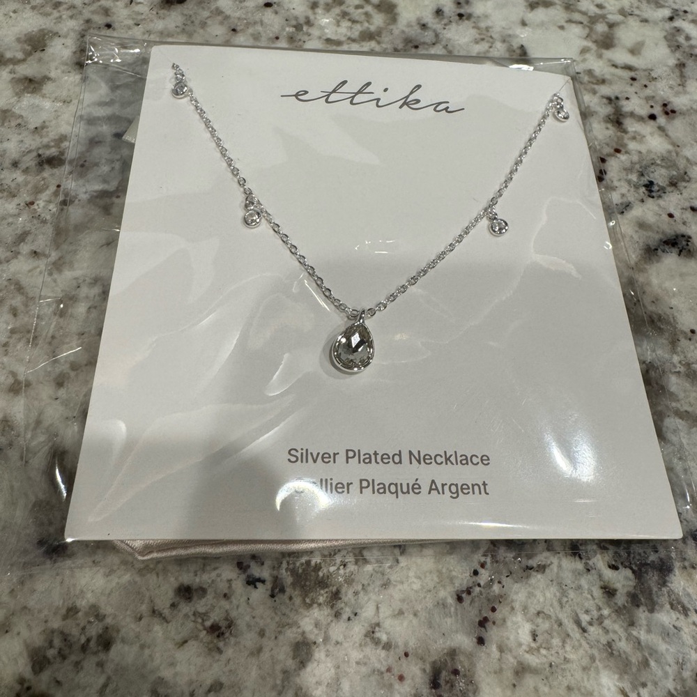 Ettika Silver Necklace with Crystal Accents